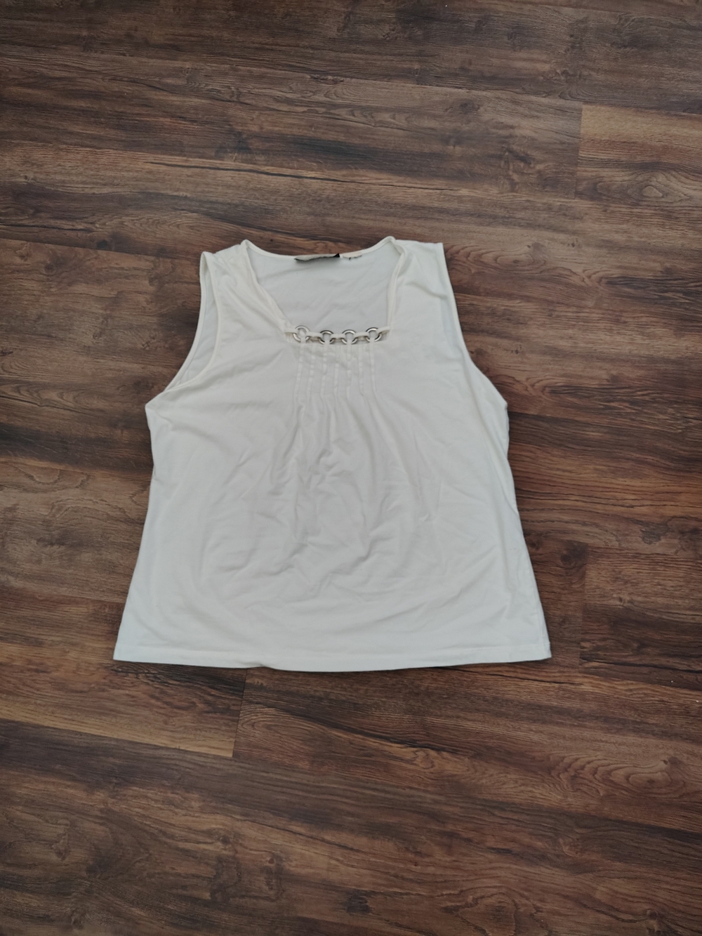 Requirements White Tank Top with Chain Accent